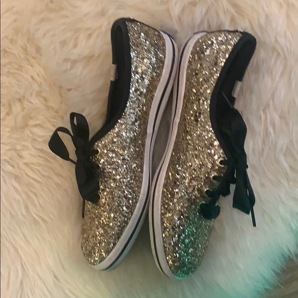 Kate Spade Gold Glitter Keds Shoes 5.5 - Picture 2 of 4